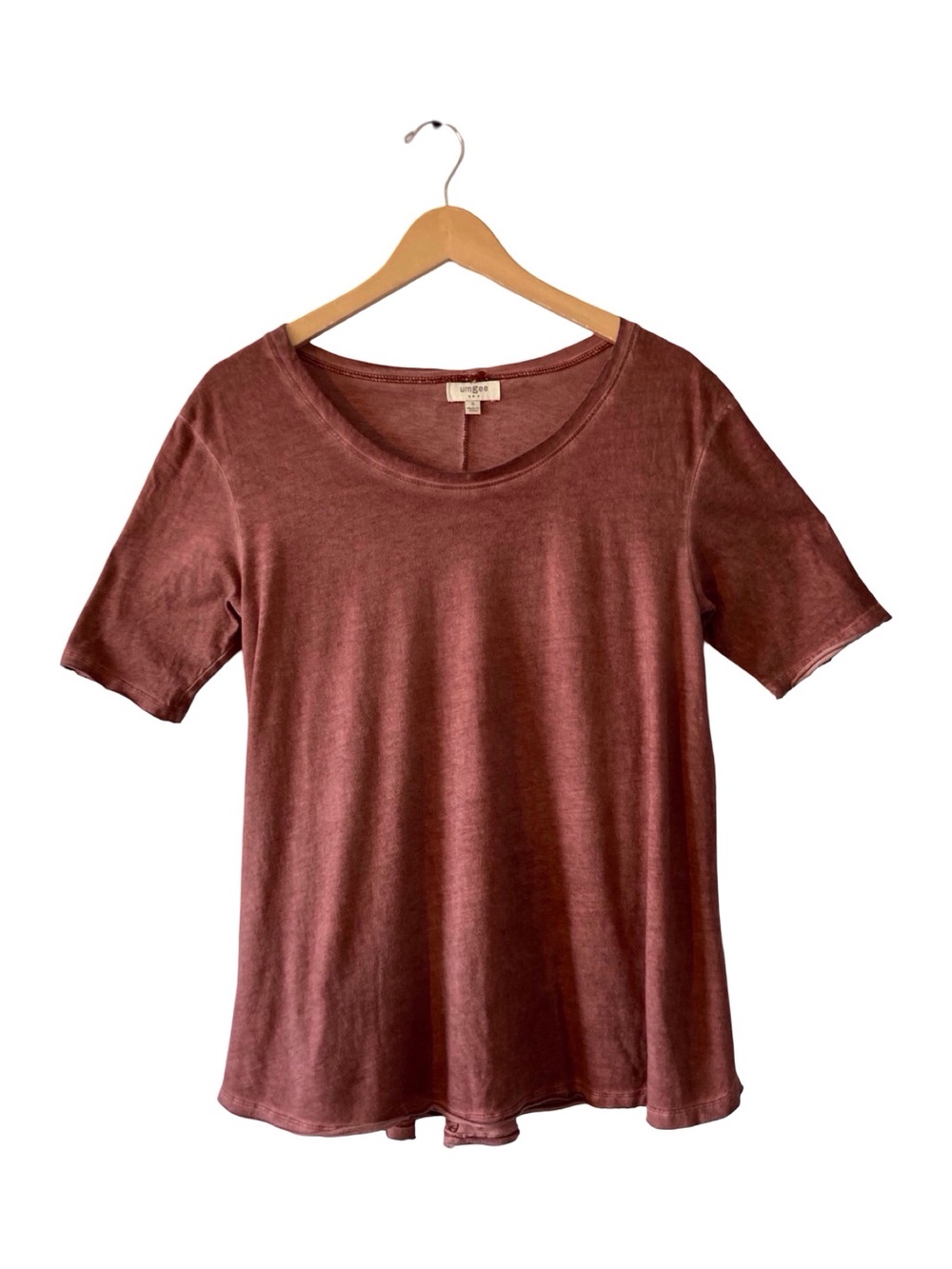 Umgee Mineral Wash Swing Tee in brick brown Small